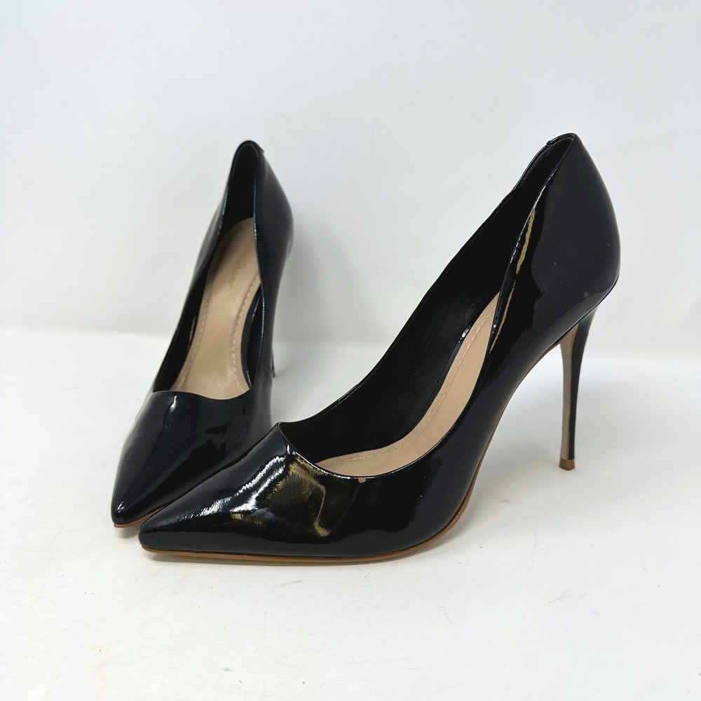 Massimo Mateo Patent Leather Stiletto Pumps Black 8